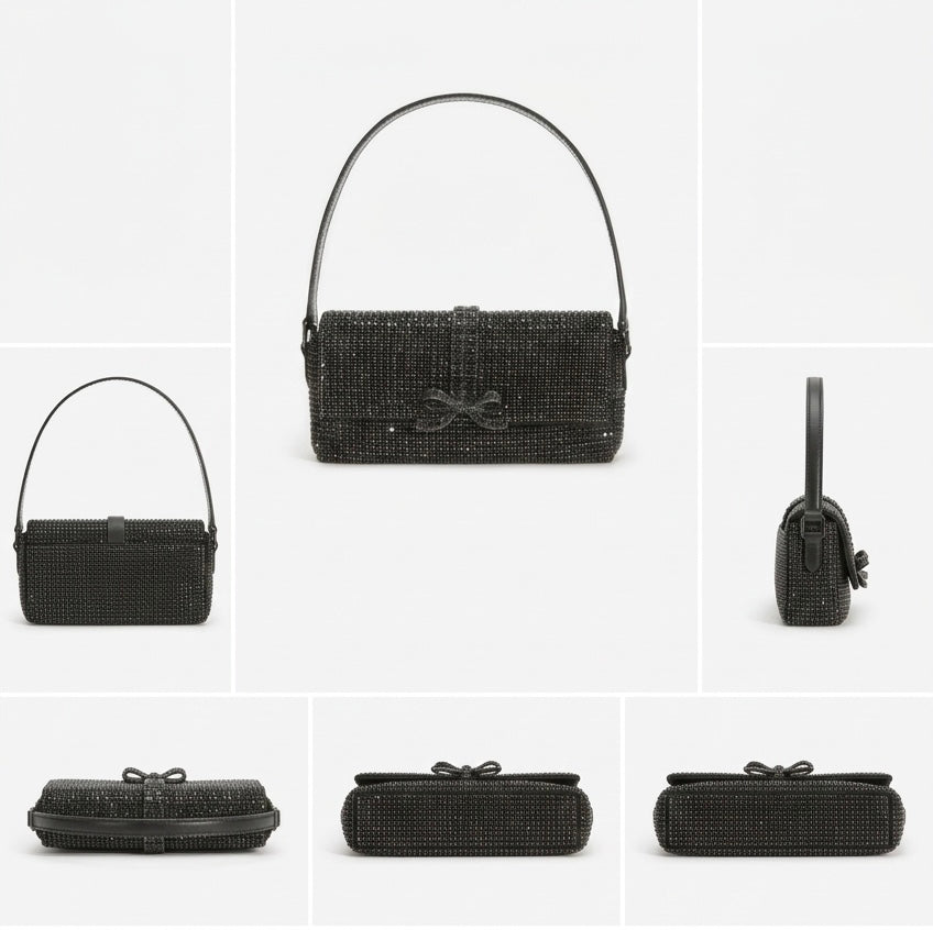 Luxury Black Studded Evening Bag for Women | Rhinestone Party Clutch Pakistan
